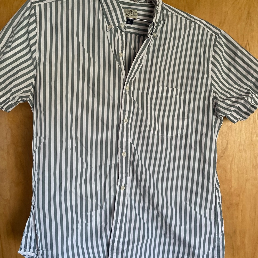 J Crew stripped classic short sleeve button down shirt